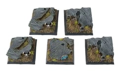 WWG Fantasy Battlefield 40mm Square Rocky Bases x 5 - 28mm Wargaming Miniature