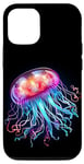 Coque pour iPhone 14 Pro Méduse lumineuse arc-en-ciel, méduse, créature de la mer profonde #2