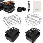 Eaimi Air Fryer Accessories, 8 Pcs Dual Air Fryer Accessories for Ninja Foodi Fl