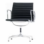 Vitra - Aluminium Group EA 108 Leather Nero 66 - Kontorsstolar - Charles & Ray Eames - Svart