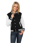 Urban Classics Women's Ladies 2-tone College Sweatjacket Varsity Long Sleeve Sweat Jacket, Multicolored (Blk/Wht), X-Large (Manufacturer size: X-Large)