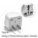 Adaptateur de voyage pour prise US,Canada,Mexique,AU,UK,EU vers US,prises secteur américaines,convertisseur de prise - Type white 2pin-1pcs