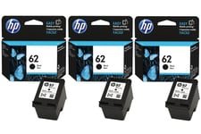 3x Original HP 62 Black Ink Cartridges For ENVY 5544 Inkjet Printer