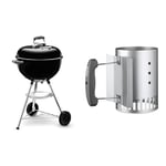 Weber 1231004 Bar B Kettle Barbecue à Charbon Noir 47 cm & Cheminée d’Allumage Compacte Rapidfire (20,32cm H x 14,73cm L x 26,42cm P), Métal