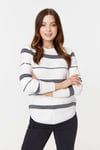 Izabel London Womens White Stripe Print Long Sleeve Jumper - Size 10 UK