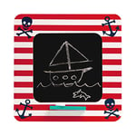 Premier Housewares Outdoor Chalkboard Pirate Themed Kitchen Blackboard MDF Chalk Boards Red/ White Kitchen Chalkboard H 30 X W 30 X D 2 Cm