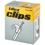 Tillex Pluggclips 8-12mm kabel (spiklängd 35mm) Vit (100/pak)