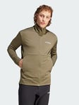 adidas Terrex Multi Light Fleece Full-Zip Jacket, Olive, Size S, Men