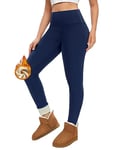 Voqeen Legging Polaire Femmes Hiver Thermo Leggings Collant Polaire avec Doublure Polaire Chaud et Doux Collant Thermique Femme Pantalon Extensible d'hiver