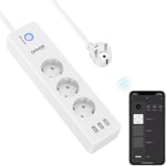 Multipr Connectée Wifi, Intelligente 3 Pr S 16A Et 3 Usb, Mesurer La Consommation Électrique, Compatible Avec Alexa Et Google Home, Fonction De Minuterie, 1.5M, 2,4Ghz