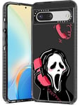 Qerrassa for Pixel 6A Case Cute Cartoon Character 6A Case for Girly Teens Girls Women Phone Cover Fun Unique Kawaii Soft TPU Bumper Protective Case for Pixel 6A, Black Skull