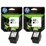 2x HP 62XL Black High Capacity Original Ink Cartridge For ENVY 7640 Printer