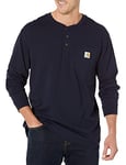 Carhartt Men's Loose Fit Heavyweight Long-Sleeve Pocket Henley T-Shirt, Navy, XXL