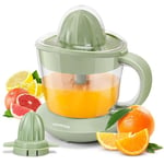 Aigostar Orange Juicer Electric Citrus Juicer, 700ml Bowl with Scale, 2 Citrus Cones, Tow Way Rotation, Filter, Lemon Juicer for Orange Lime Lemon Grapefruit, Retro Green -Henry 031IN