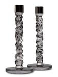 Orrefors Carat Candlestick Anthracite H 242Mm 2-Pack Grå