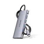 LENTION Hub USB C à Câble Long 1 Mètre avec HDMI 4K, 4 USB 3.0, 60W PD Adaptateur USB C Multiport Compatible Nouveau MacBook Air/Pro 2023-2016, iPhone 15 Plus Pro Max, etc (C35-1M, Gris)