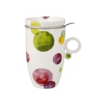 Goebel Colori Mix 23-123-38-1 Tasse à thé avec couvercle et passoire en porcelaine fine agréablement légère, passe au lave-vaisselle, capacité 0,45 l, dimensions : 12 x 8,5 x 15 cm,