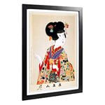 Big Box Art Framed Print of Toyohara Chikanobu Japanese Oriental True Beauty Design | Wall Art Picture| Home Decor for Kitchen, Living Room, Bedroom, Hallway, Black, A2 / 24.5x18 Inch / 62x45cm