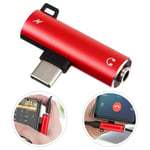 Répartiteur de casque type-c 3,5mm,adaptateur jack,chargeur USB - Type Red