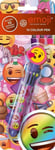 Emoji Novelty Pen10 Colours Tips Eraser Clips Stationery Set School Pink Purple