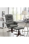 Vegan Leather Swivel Recliner with Footstool