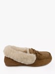 totes Genuine Suede Moccasin with Faux Fur Lining Slippers, Tan