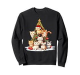 Cat Lover Xmas Holiday Santa Kitten Cat Christmas Tree Sweatshirt