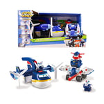 Super Wings Playset Jett Avion Police Patroller 2 en 1,Robot Transformable Détachable,Jouet Enfant 3 4 5 6 7 8 Ans Garcon Fille