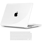 TECOOL Coque Compatible avec MacBook Air 15 Pouces M3 M2 (2024 A3114 et 2023 A2941), Coque Rigide en Plastique Fine et Protection Clavier (UE AZERTY), Transparente Clair