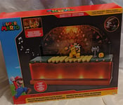 Super Mario Deluxe Bowser Battle Scene Playset with Lights and Sounds. New