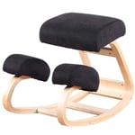 Chaise Ergonomique à Genoux, favorise Une Bonne Posture Assise, Chaise de Genou, Chaise de Genou orthopédique Ergonomique en Bois Massif Naturel, Noir, Noir