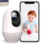 Caméra Surveillance Avec Carte Micro Sd 32 Go, 2K Caméra Ip Wifi Intérieure, 360°Pan/Tilt, Vision Nocturne, Détection De Mouv