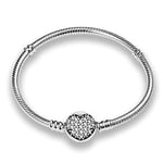 KUNSIR Snake Chain for Women 925 Silver Heart Bracelets for Pandora Fit European Bracelets Charms Beads with 5A CZ DIY Gift for Bset Friends