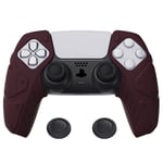 playvital Mecha Edition Wine Red Ergonomic Soft Controller Silicone Case Grips for ps5, Rubber Protector Skins with Thumbstick Caps for ps5 Controller – Compatible with Charging Station