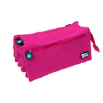 Grafoplás | Trousse Scolaire Quatre Compartiments | Fuchsia | 23 x 12 cm | Bits&Bobs | Couleurs Vives, Fuchsia, 23x12cm, Scolaire