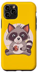 Coque pour iPhone 11 Pro Style jaune raton laveur nourrit biscuits