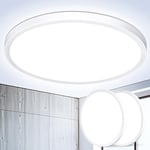 OUILA Ø22cm Plafonnier LED 6500K, 18W Plafonnier LED Plafond IP44 Moderne Rond Luminaire Plafonnier 1800LM Lampe de Plafond pour Chambre, Cuisine, Salon, Balcon, Salle de Bain, Couloir(Paquet de 2)