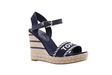 Tommy Hilfiger Chaussures Femme Semelles Compensées Espadrilles Seasonal Webbing Wedge Talon Compensé, Bleu (Space Blue), 42 EU