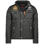 Geographical Norway Belificio Men - Doudoune Chaude Matelassée Homme - Veste Manteau Chaud Doublure Hiver Hommes - Blouson Coupe Vent Manches Longues (Noir XL)