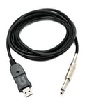 System-S Câble USB de 3 m pour guitare, basse, prise jack USB vers audio 1/4 6,3 mm mâle