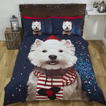 Rapport Westie Parure de lit Double Multicolore, Polyester et Coton, Bleu, 200 x 200 x 1 cm