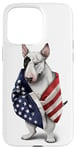 Coque pour iPhone 15 Pro Max Bull Terrier Dog Patriot Wrap dans le drapeau des États-Unis Amérique