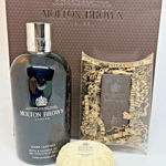 MOLTON BROWN Russian Dark Leather Bath Gel 300ml & Mini EDT Soap Gift Set Bag