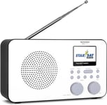 Viola 2 C Ir - Radio Internet Portable (Dab+, Fm, Wlan, Écran Couleur 2,4 Pouces, Pr Casque, Réveil, Minuterie De M En Veille, 3 Watts Rms, Batterie, Alimentation) Blanc/Noir