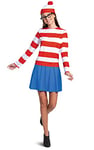 DISGUISE 119489N Wheres Waldo Halloween, Official Adult Wenda Costume Set with Shirt and Skirt Outfit Sized, Striped, Multicolored, S