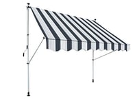 GARDINIA Föhr Store à Manivelle Protection Solaire pour Terrasse ou Balcon, Bleu-Blanc (Blau-weiß), 195 x 120 cm