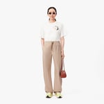 Lacoste Pantalon large flanelle fluide Taille 40 Beige