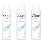 Dove Antiperspirant Deodorant Classic Spray 150ml - Pack of 3