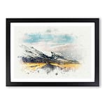 Big Box Art Road to The Mountains in Iceland in Abstract Framed Wall Art Picture Print Ready to Hang, Black A2 (62 x 45 cm)