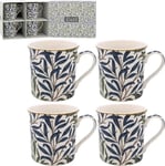 William Morris Willow Bough Breakfast Latte Tea Mugs Set of 4 Gift Boxed